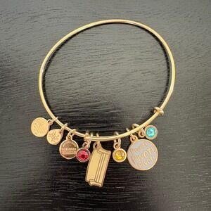 Alex and Ani Gold Bangle Charm Bracelet with 8 Charms